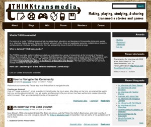 Front page of http://www.THINKTransmedia.org