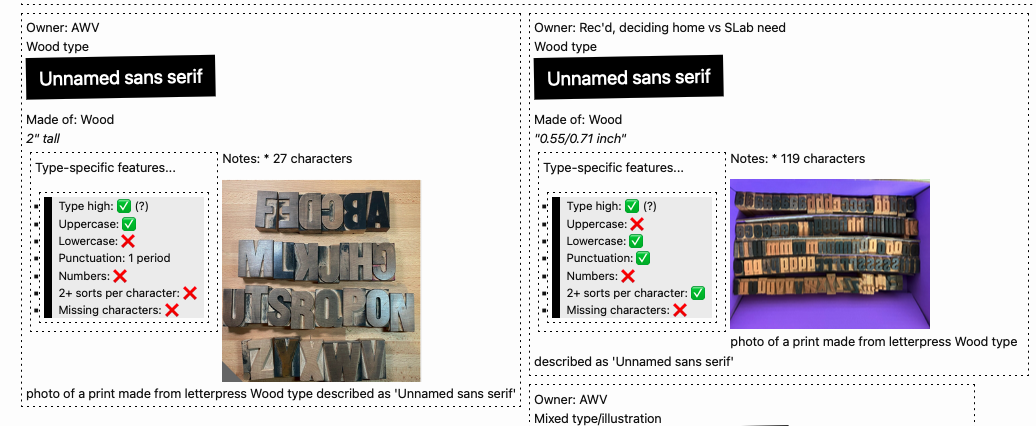 Screenshot of a type specimen webpage created with Jekyll and a CSV of data